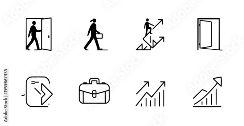 Business growth and career advancement icons