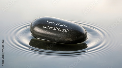 Naklejka Zen Stone with Inner Peace Quote in Rippling Water