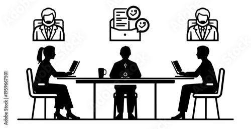 Business meeting with people sitting at a table