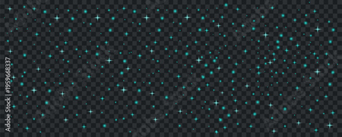 A dark background displays a dense scattering of bright white sparkling stars and glittering light effects