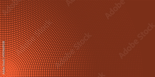 Abstract background with warm brown orange circular radial halftone dot patterns.
