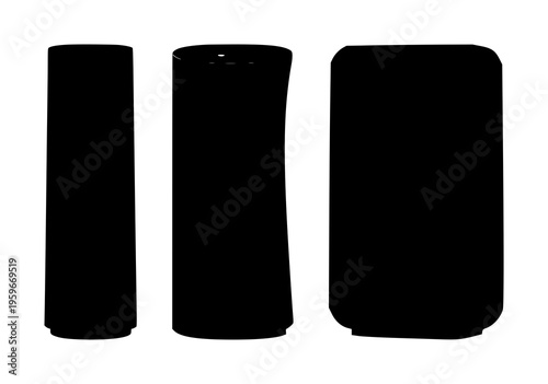 Air purifier set with solid black silhouette on white background featuring smart home, wellness, environmental tech with clean design and minimalist style