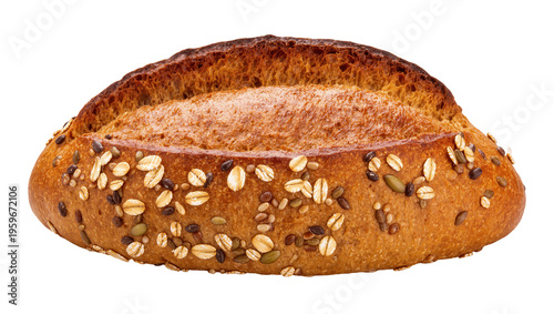 Tableau sur toile Rustic artisanal multigrain bread loaf, healthy whole grain baked good with seed
