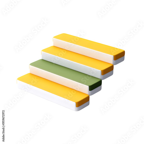 Colorful 3D Steps Leading Upward, Progress Concept on transparent background