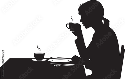 Breakfast Morning Routine Silhouette