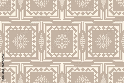 Ethnic Geometric Seamless Pattern, Tribal Folk Fabric Design, Mudcloth Inspired Tile Motif, CMYK