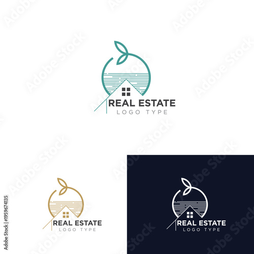 Eco-Friendly Real Estate Logo with House and Leaf