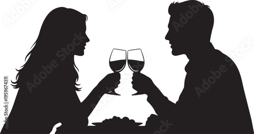 Dining Couple Romantic Dinner Silhouette
