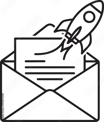 Minimalist black and white envelope with paper plane escaping