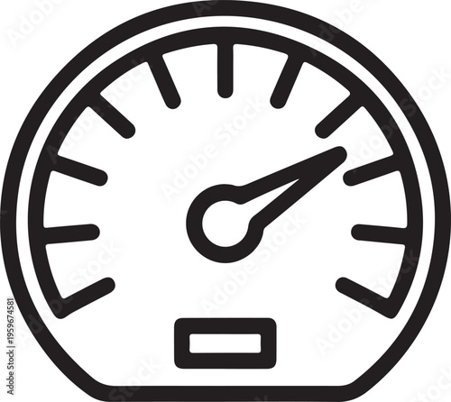 Speedometer gauge icon outline illustration vehicle dashboard speed indicator concept, automotive performance meter, transportation control symbol, minimal black line design