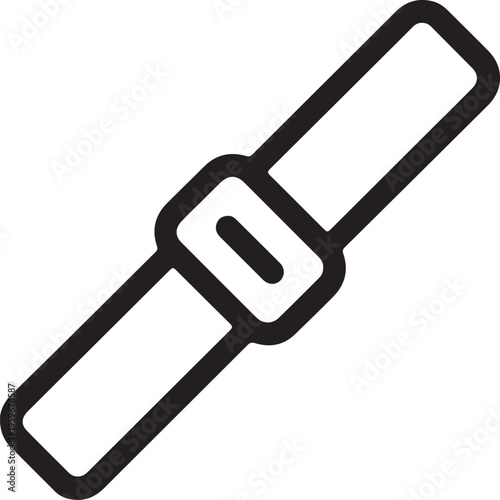 Seatbelt icon outline illustration safety strap protection concept, vehicle security system symbol, transportation safety equipment, minimal black line design, modern protection accessory graphic