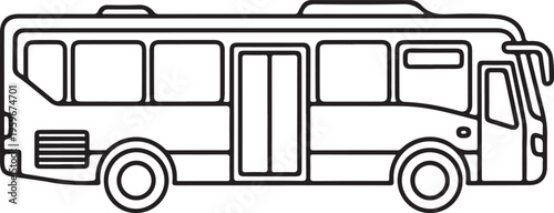 Minimalist black and white line of a vintage double decker bus
