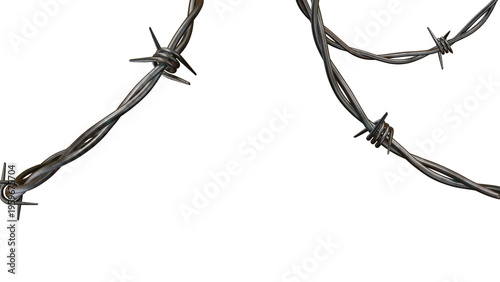 Barbed Wire Frame 3D Render Isolated on Transparent Background