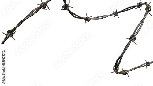 Barbed Wire Frame 3D Render Isolated on Transparent Background