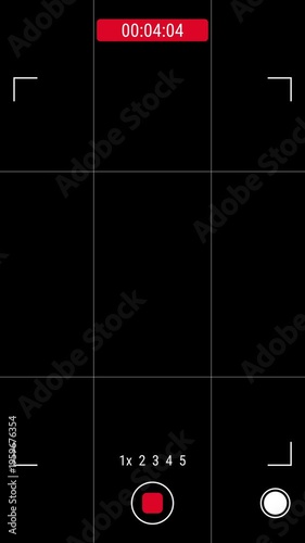 Vertical smartphone camera interface recording video overlay timer