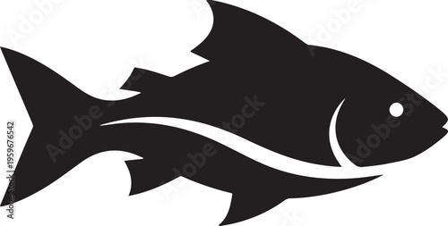 Fish Swimming Silhouette Minimal Logo