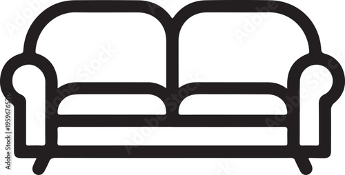 Sofa icon simple living room furniture, Minimal line icon of a sofa, representing comfortable seating, home interior design, and modern living room furniture concepts.