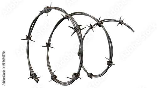 Barbed Wire Frame 3D Render Isolated on Transparent Background