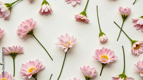 Wallpaper Mural Delicate pink daisy flowers on a clean white background Torontodigital.ca
