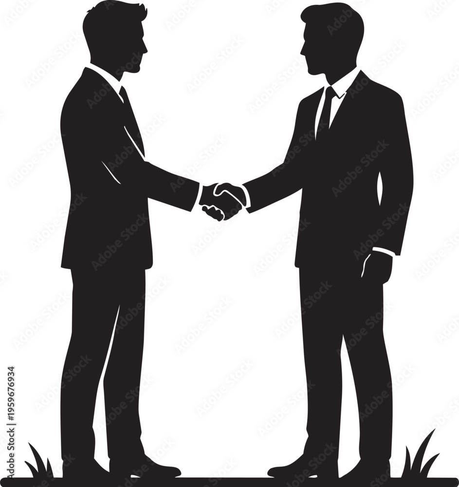 Fototapeta premium Colleagues Shaking Hands After Meeting Minimal Vector Silhouette Professional Illustration