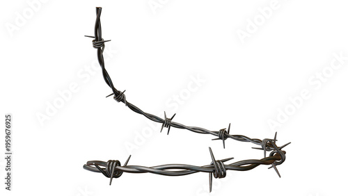 Barbed Wire Frame 3D Render Isolated on Transparent Background
