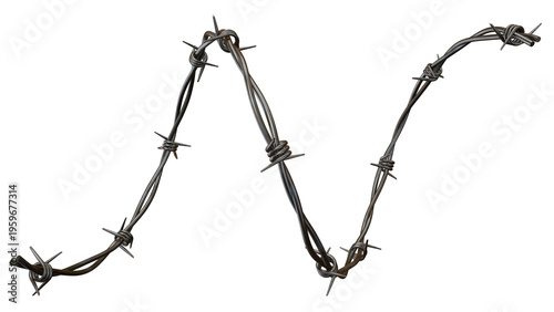 Barbed Wire Frame 3D Render Isolated on Transparent Background