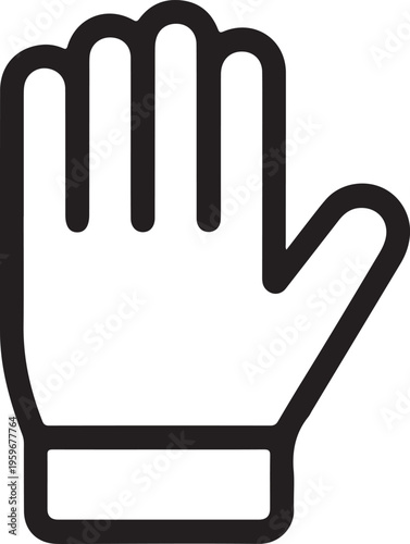 Simple line icon of protective glove representing safety equipment, hand protection, work gear concept, minimal black outline design for modern web and print use