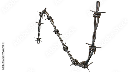 Barbed Wire Frame 3D Render Isolated on Transparent Background