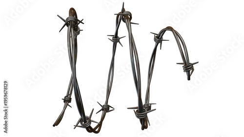 Barbed Wire Frame 3D Render Isolated on Transparent Background