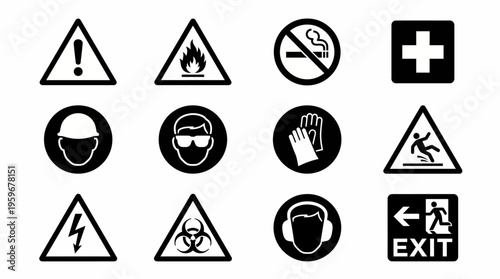 Collection of Safety and Warning Signs for Industrial and Public Use