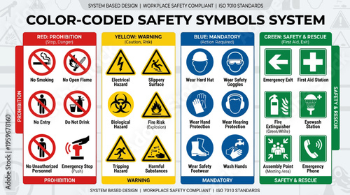 Comprehensive Guide to Color-Coded Workplace Safety Symbols and Their Meanings for Enhanced Occupational Hazard Communication