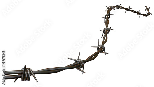 Barbed Wire Frame 3D Render Isolated on Transparent Background