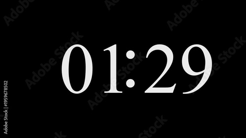1 minute 59 seconds countdown. one Minute 59 seconds Clock countdown animation Timer Countdown. Countdown 1 minutes 59 seconds 4k video