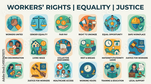 Workers' Rights, Equality, and Justice A Visual Representation of Essential Labor Principles