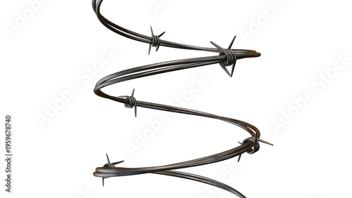 Barbed Wire Frame 3D Render Isolated on Transparent Background