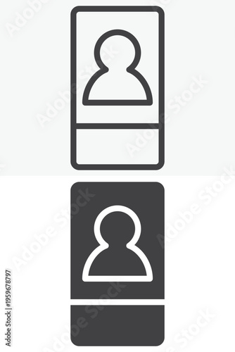 Hotel keycard icon set with guest profile badge in line, outline and solid style. Hotel keycard icon vector sign and symbol with editable stroke for guest access.