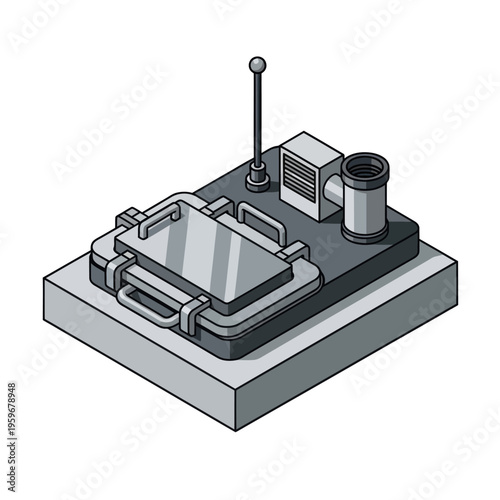 Isometric Illustration of a Manhole Cover with Accessories.
