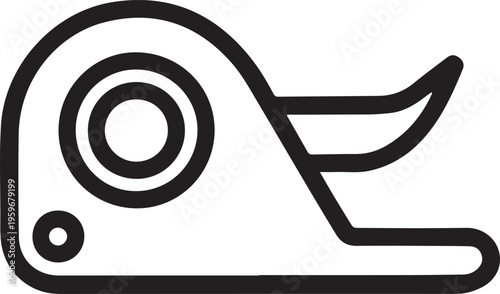 Minimal Tape Dispenser Icon Outline Office Tool, Simple black outline tape dispenser icon on neutral background, representing office supplies, packaging tools, and stationery in minimalist design styl