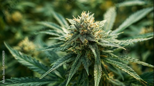 Close-Up of a Flowering Cannabis Plant in Natural Green Environment