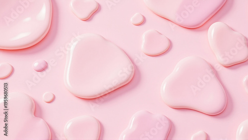 Wallpaper Mural Soft Pastel Pink Liquid Drops and Puddles on Monochromatic Background Torontodigital.ca