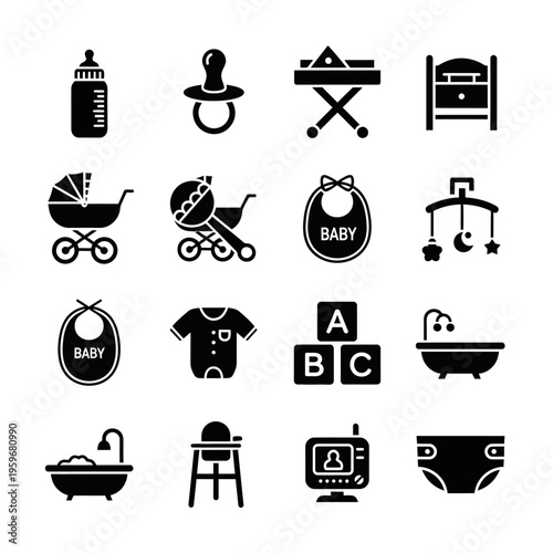 Baby care icons and symbols.