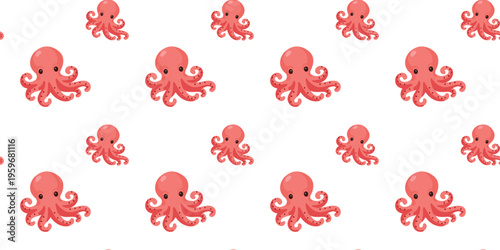 seamless cute octopus pattern on clean white background
