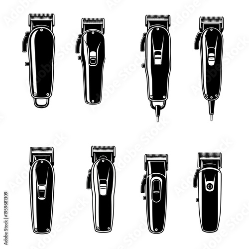 Black and white hair clippers set.