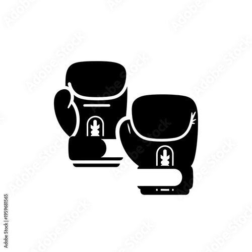 Black Boxing Gloves Pair Sport.