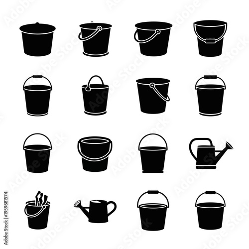 Black bucket and watering can icons.