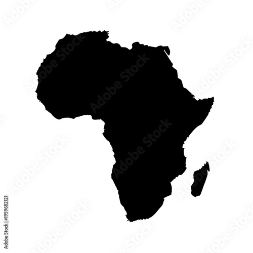 Black silhouette of Africa continent map.