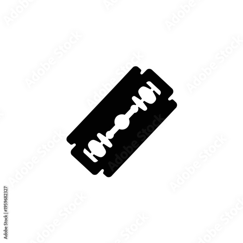 Black single edge razor blade.