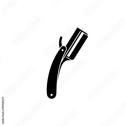 Black Straight Razor with Handle.
