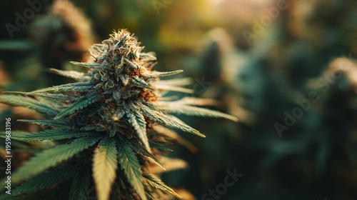 Close-Up View of Cannabis Plant Buds with Soft Lighting and Details