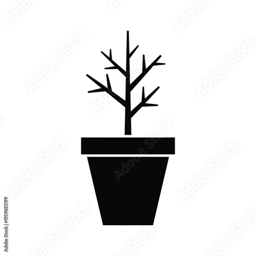 Potted Dead Tree Minimalist Symbol Commercial Use